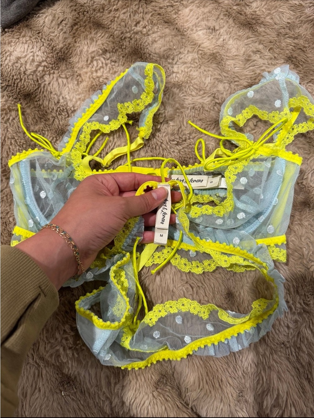 For Love & Lemons Neon Dottie bra and panty set NWOT - Picture 3 of 3